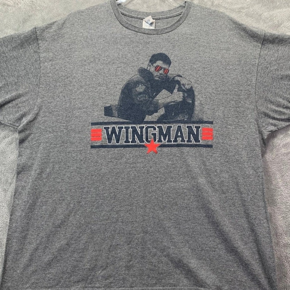 Top Gun Tom Cruise Wingman Graphic T Shirt XL Gray Patriotic Tee Men's